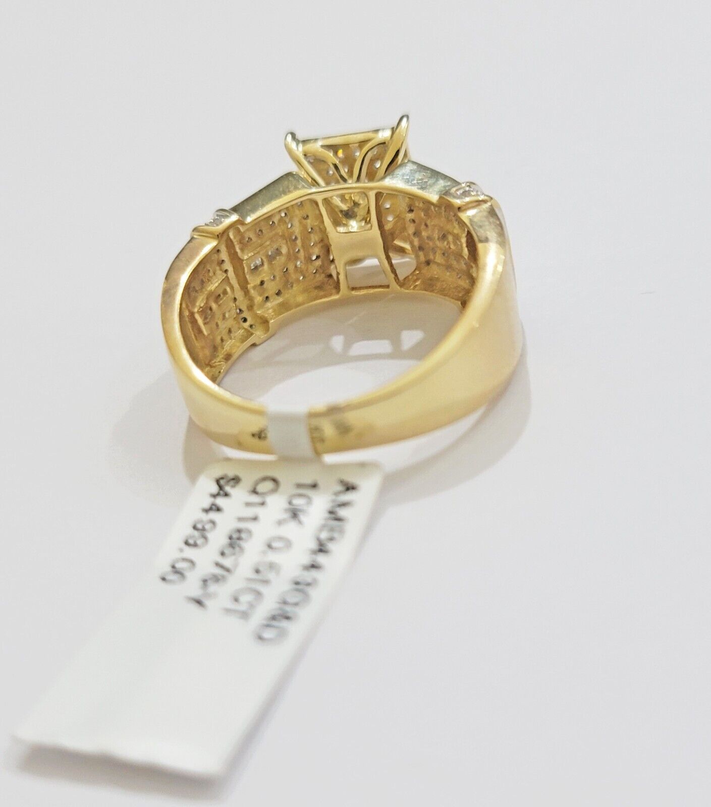 10k Yellow Gold Ladies Diamond Cinderella Ring Wedding Engagement Solid, Women - GoldenlinQ